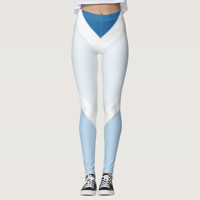 Sportig och dynamisk blå randig mönster leggings (Framsida)