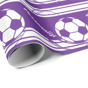 Sportig purpurfärgad fotbollboll presentpapper