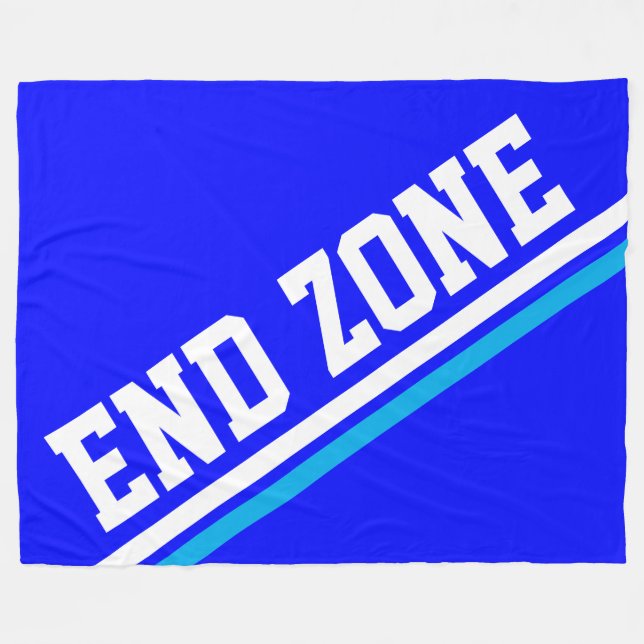 Sportig Royalblå Vit END ZONE Racingränder Fleecefilt (Framsidan (Horisontell))