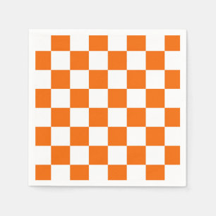 Sportig rutig orange vit lagfärger kul pappersservett