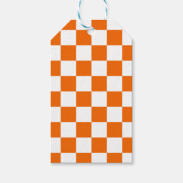 Sportig rutig orange vit lagfärger kul presentetikett