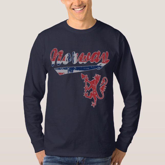 Sportig stil för gullig norge tee shirt (Framsida)