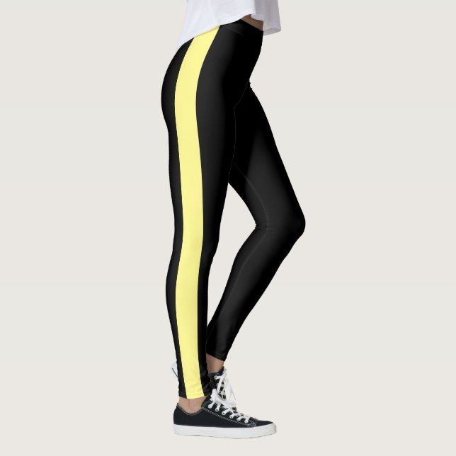 Sportig svart monokrom vertikal band leggings (Höger)