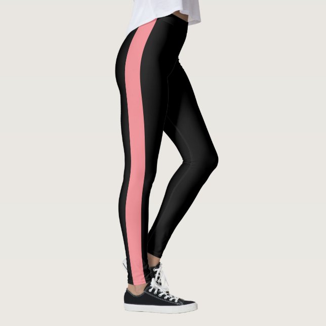 Sportig svart monokrom vertikal band leggings (Höger)