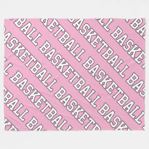 Sportig vit BASKETbollstext på söt rosa bakgrund Fleecefilt