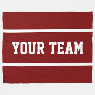 Sportig YOUR TEAM Text Djupröd Vita Ränder Fleecefilt