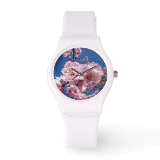 Sportiga damklockor Rosa Blomstergods Blå Armbandsur