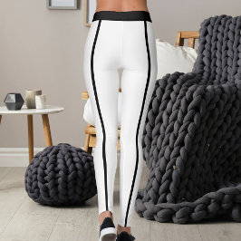 Sportiga kvinnor moderna eleganta vita svarta ränd leggings
