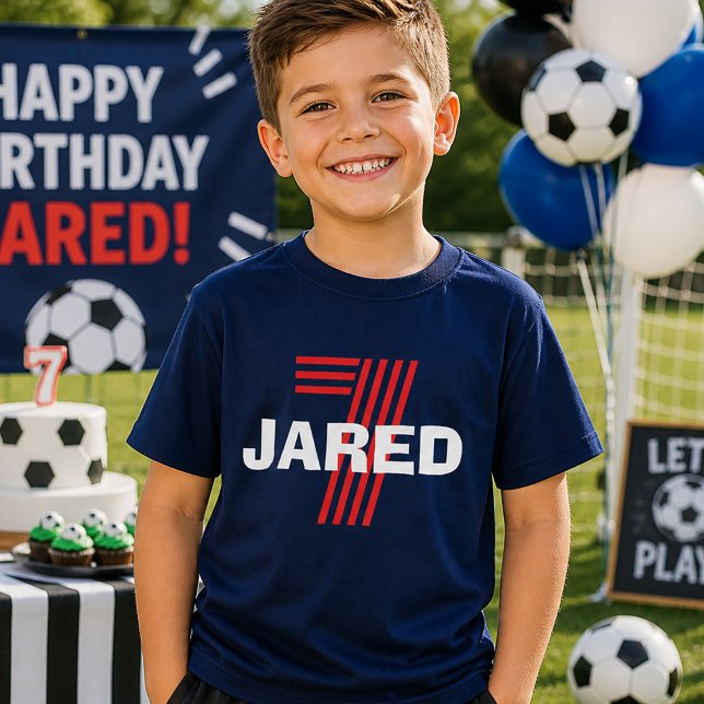 Sportiga Pojkar Sjuårsdag T Shirt (Sporty Boys Seventh Birthday T-Shirt)