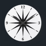 Sportio Tolvpekade Spiken, svart och vit konst Rund Klocka<br><div class="desc">Rund väggkonsdekoration och dekorativ heminredning för dekorationstillbehör tryckt med Sporty 12-spetsade Spiken Black and White Time Biet Modern Contemporary Indie Abstrakt Art på en utbytbar anpassade bakgrund färg av din ursprungliga teckningsbild och välj produktsamling av TheFabricSeal print on demand shop på Zazzle.com #ZazzleMade https://www.zazzle.com/store/thefabricseal TheFabricSeal ©️ Original al. Den här...</div>