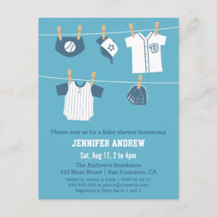 Sportkläder Baseball Baby Shower Inbjudningar