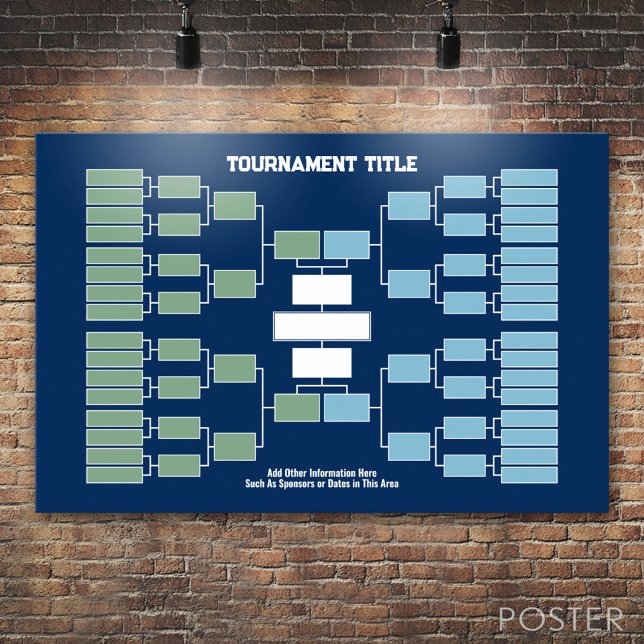 Sportklubb - blå 32 lag 4 grupper poster (Custom Tournament Bracket)
