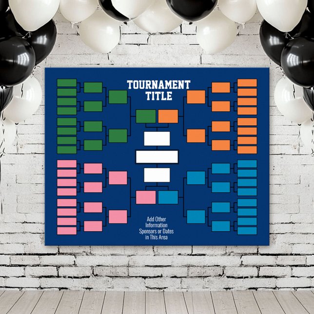 Sportklubb - blå 32 lag poster (Custom Tournament Bracket Poster)