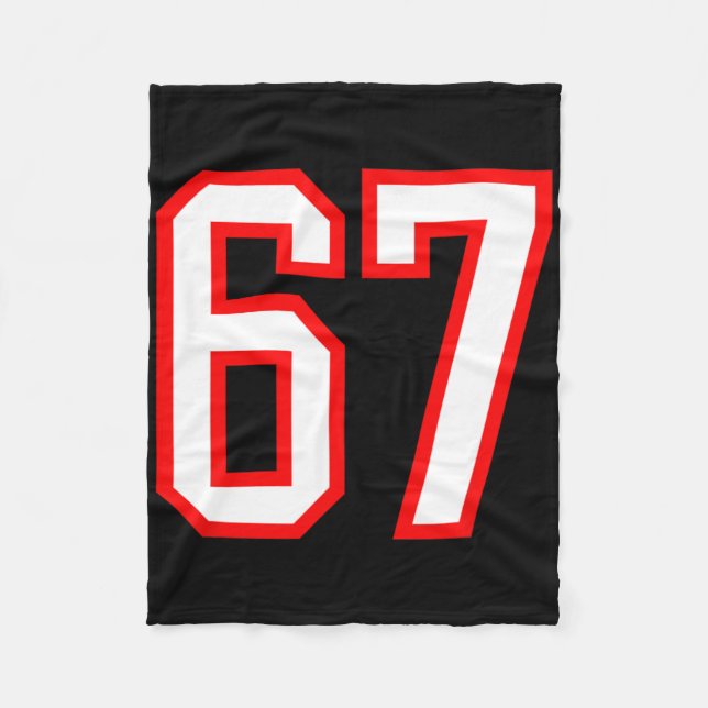 Sportlag Nummer #67 Vit Röd Varsity Nummer 67 Fleecefilt (Framsidan)