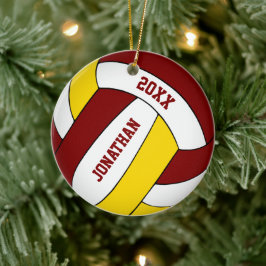 Sportlaget guld färg-pojkar volleyball julgransprydnad keramik