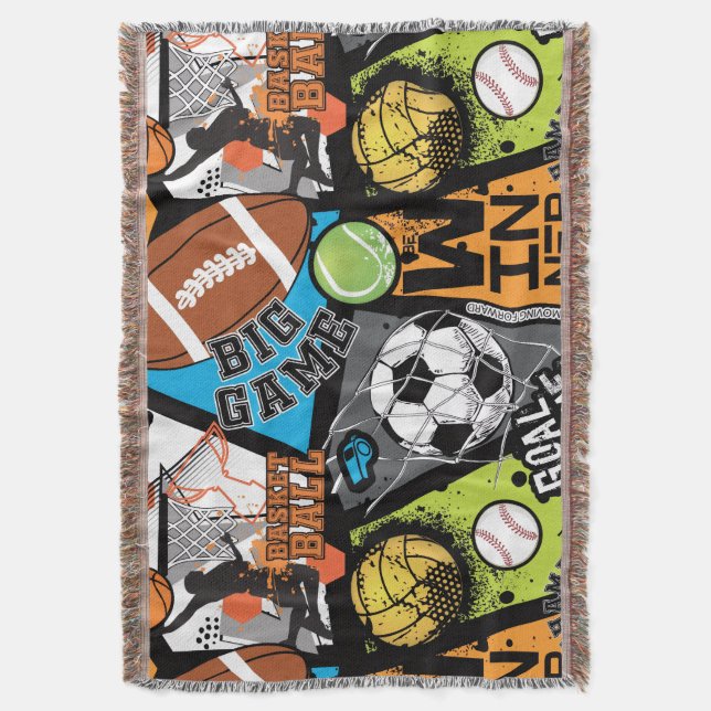 Sportmönster med bollar filt (Framsidan Vertikal)