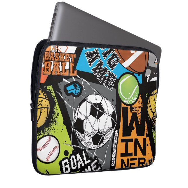 Sportmönster med bollar laptop fodral (Framsidan Höger)