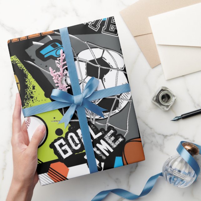 Sportmönster med bollar presentpapper (Gåvor)