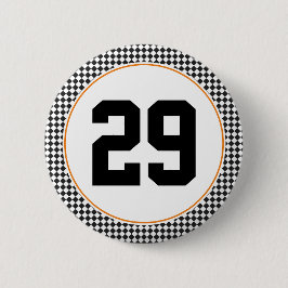 Sportnummer för svartvit schackbräde färg knapp