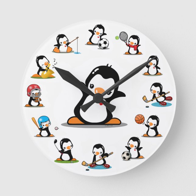 Sportpenguins Rund Klocka (Framsida)