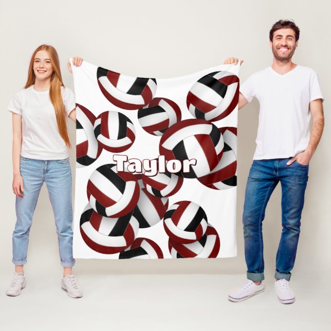 Sportrumsdekaler för maronsvart volleybollar flick fleecefilt (På plats)