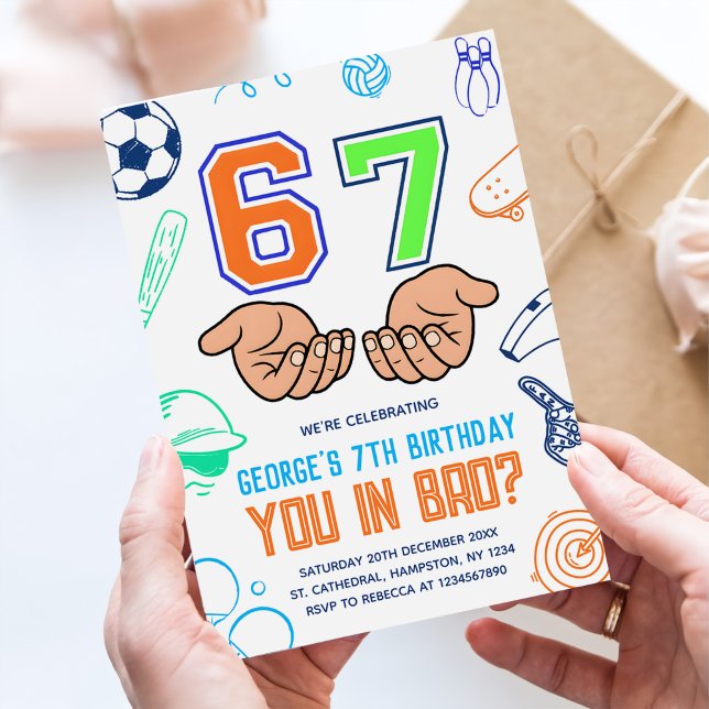 Sports 6 7 Meme Trend Six Seven Birthday Party Inbjudningar (Skapare uppladdad)
