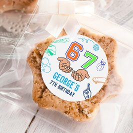 Sports 6 7 Meme Trend Six Seven Birthday Party Runt Klistermärke