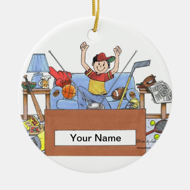 Sports Älskare - Male Julgransprydnad Keramik (Framsidan)