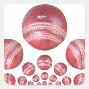 Sports Älskare's Cricket Boll Print Fyrkantigt Klistermärke