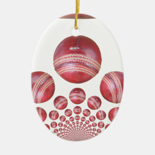 Sports Älskare's Cricket Boll Print Julgransprydnad Keramik