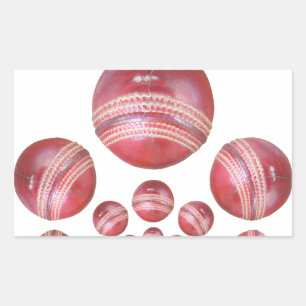 Sports Älskare's Cricket Boll Print Rektangulärt Klistermärke