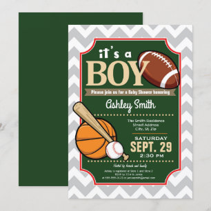 Sports Baby Shower-inbjudningspojke Inbjudningar