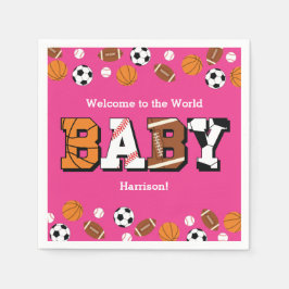 Sports Baby Shower Rosa Girl Pappersservett