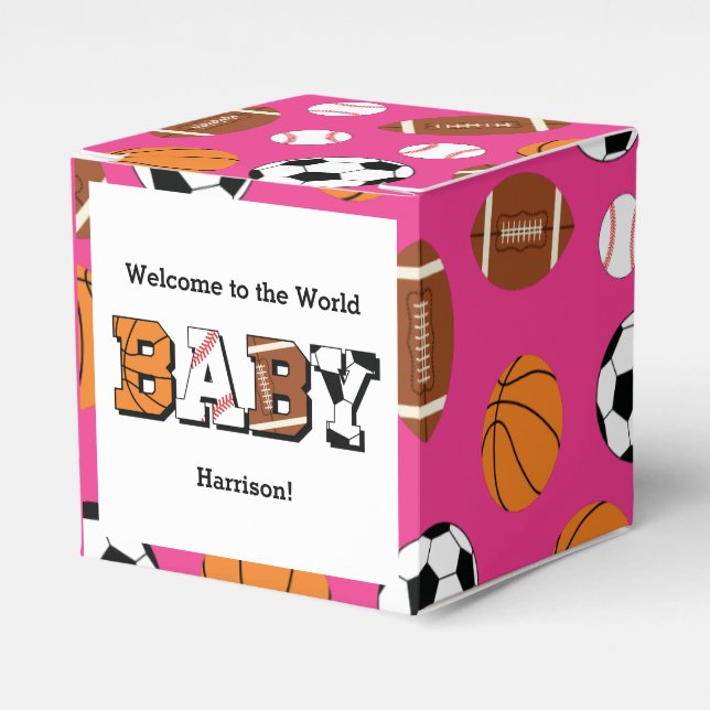 Sports Baby Shower Rosa Girl Presentaskar (Framsidan Sidan)