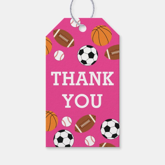 Sports Baby Shower Rosa Girl Presentetikett (Framsidan)