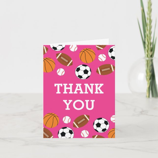 Sports Baby Shower Rosa Girl Tack Kort (Framsida)