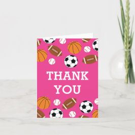 Sports Baby Shower Rosa Girl Tack Kort