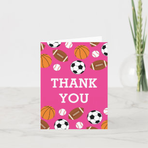 Sports Baby Shower Rosa Girl Tack Kort
