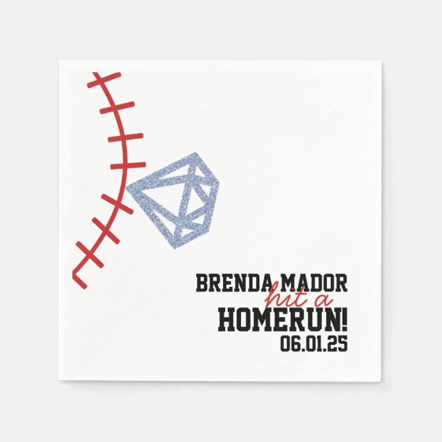 Sports Baseball Homerun Glitter Bridal Shower  Pappersservett (Framsidan)