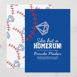 Sports Baseball Homerun Glitter Bröllopsfest Blå Inbjudningar