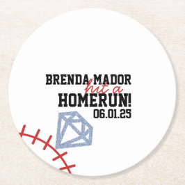 Sports Baseboll Hemmalag Glitter Bröllopsdusch  Underlägg Papper Rund