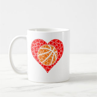 Sports Basketball Ball Red Love Shaped Heart Valen Kaffemugg