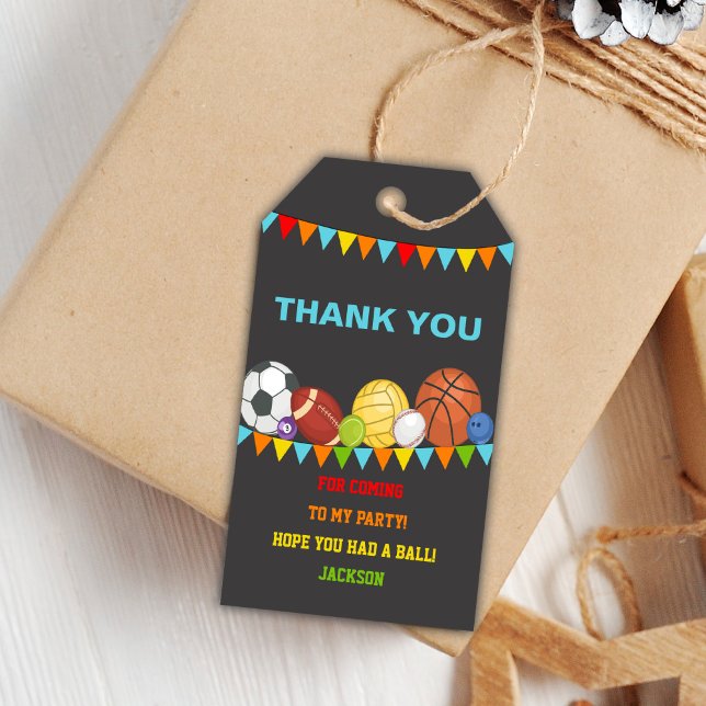 Sports Birthday Gift-Märkre Presentetikett (Sports Birthday Gift Tags)
