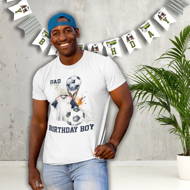 Sports Birthday Pappa Shirt T Shirt (Green Blue Soccer Birthday Party Dad of the Birthday Boy T-shirt)
