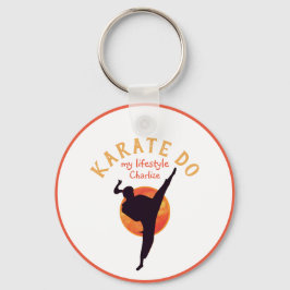 Sports Black Girl Silhouette Martial Arts Karate Nyckelring