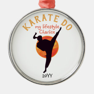 Sports Black Silhouette Martial Arts Japan Karate Julgransprydnad Metall