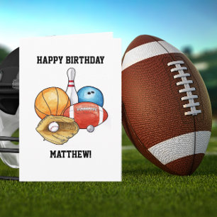 Sports Bollar Personlig Birday Card Kort