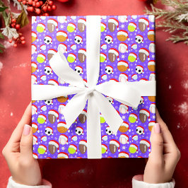 Sports Bollar Wearing Santa's Hat-julens Lila Presentpapper