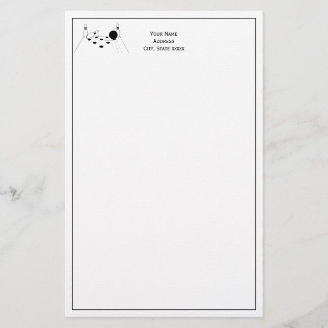 Sports Bowling Ball and Stift Stationery Brevpapper (Framsida)