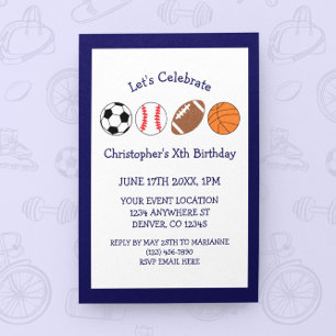 Sports Boy Birthday Inbjudningar